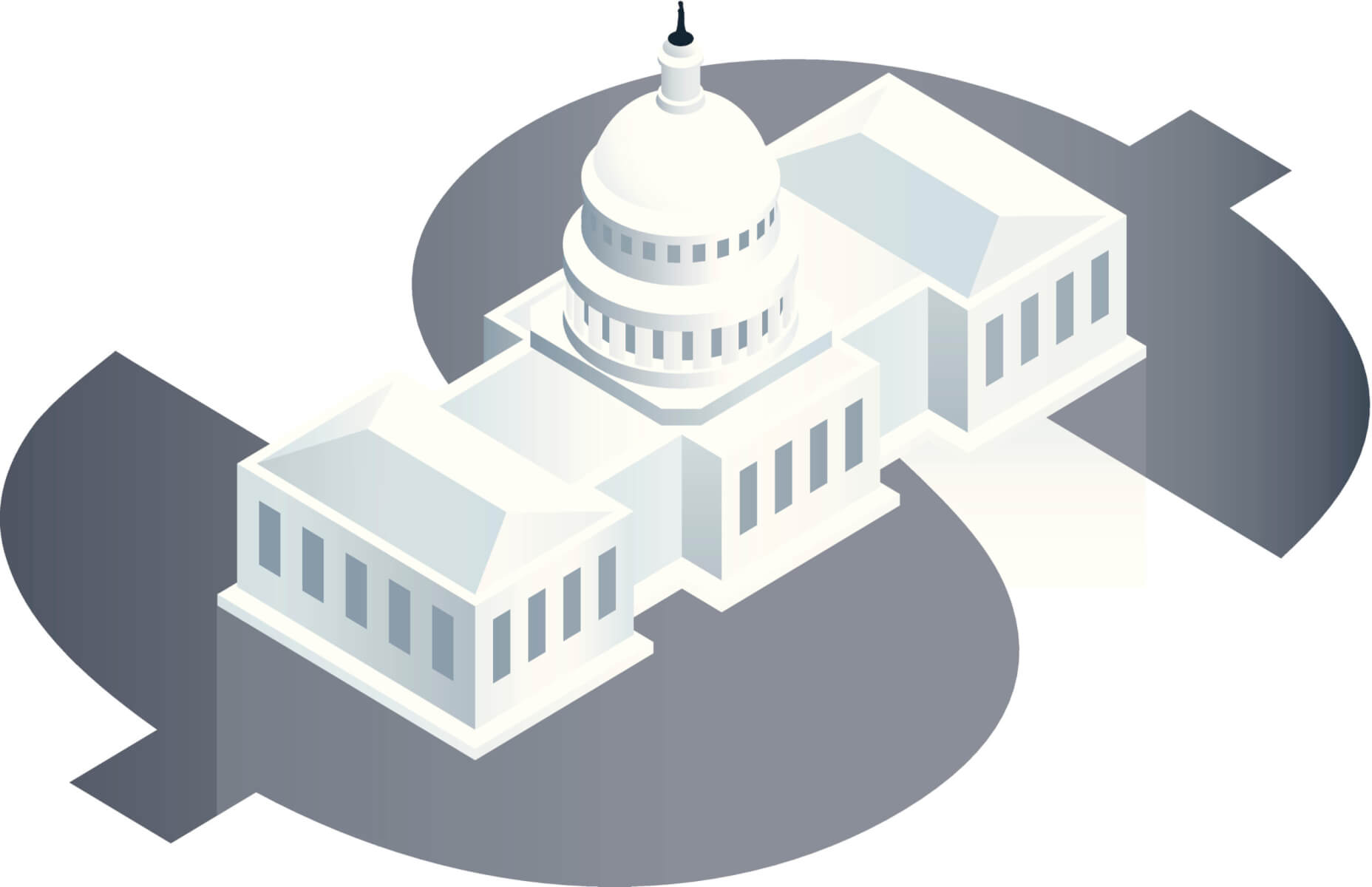 Vector Illustration of a simplified United States Capitol Building presented on a large dollar sign.