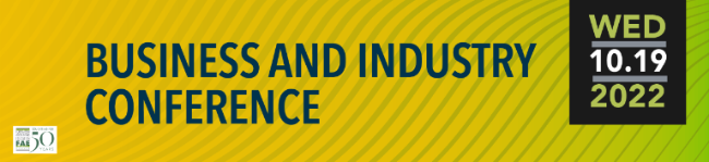 Header that says Business and Industry Conference Wed 10.19.2022